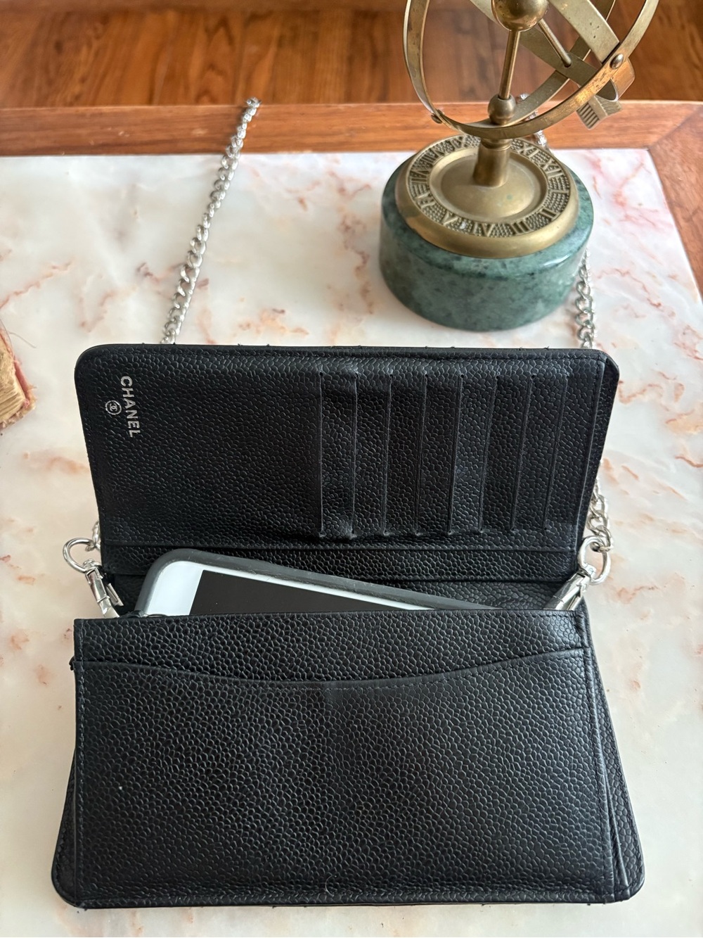 CHANEL Black Silver Hardware Quilted Caviar Leather Chain Crossbody Bag | WOC - Picture 11 of 12